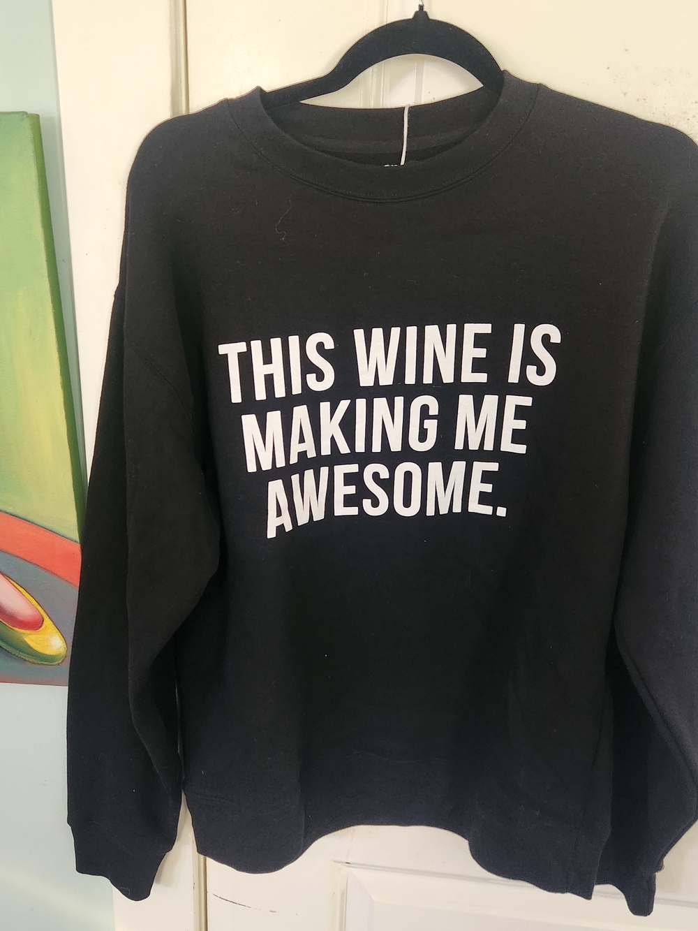 Brunette The Label Black Crewneck Sweatshirt with White Text